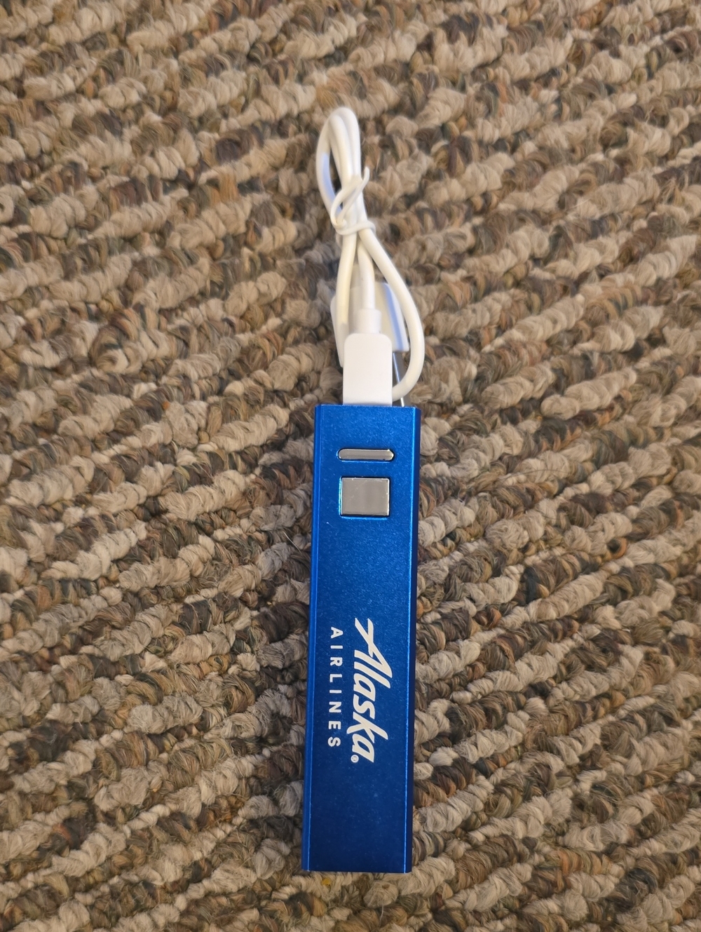 Blue Portable Power Bank with Cable